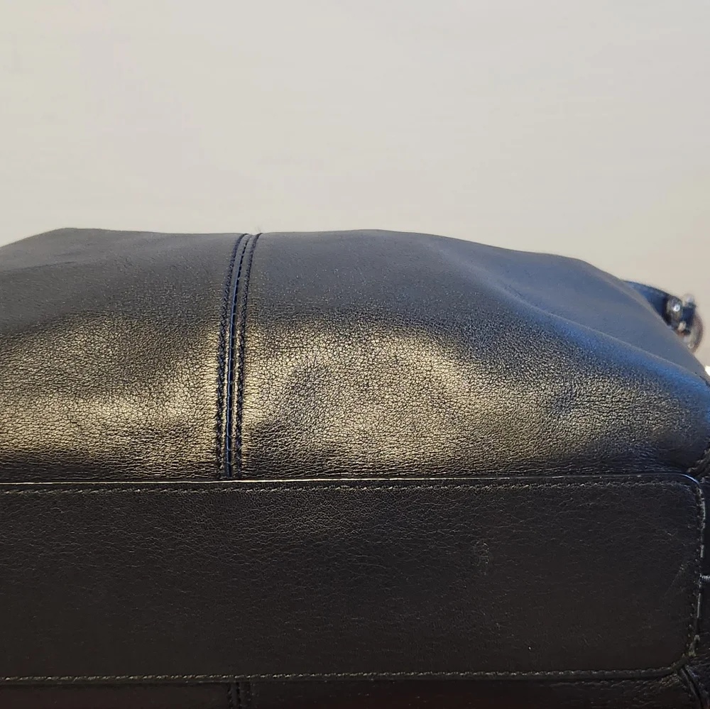 Y2K Coach Hobo Crossbody Shoulder Bag Vintage Black Leather Purse Silver